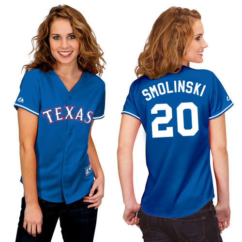 Jake Smolinski #20 mlb Jersey-Texas Rangers Women's Authentic 2014 Alternate Blue Baseball Jersey